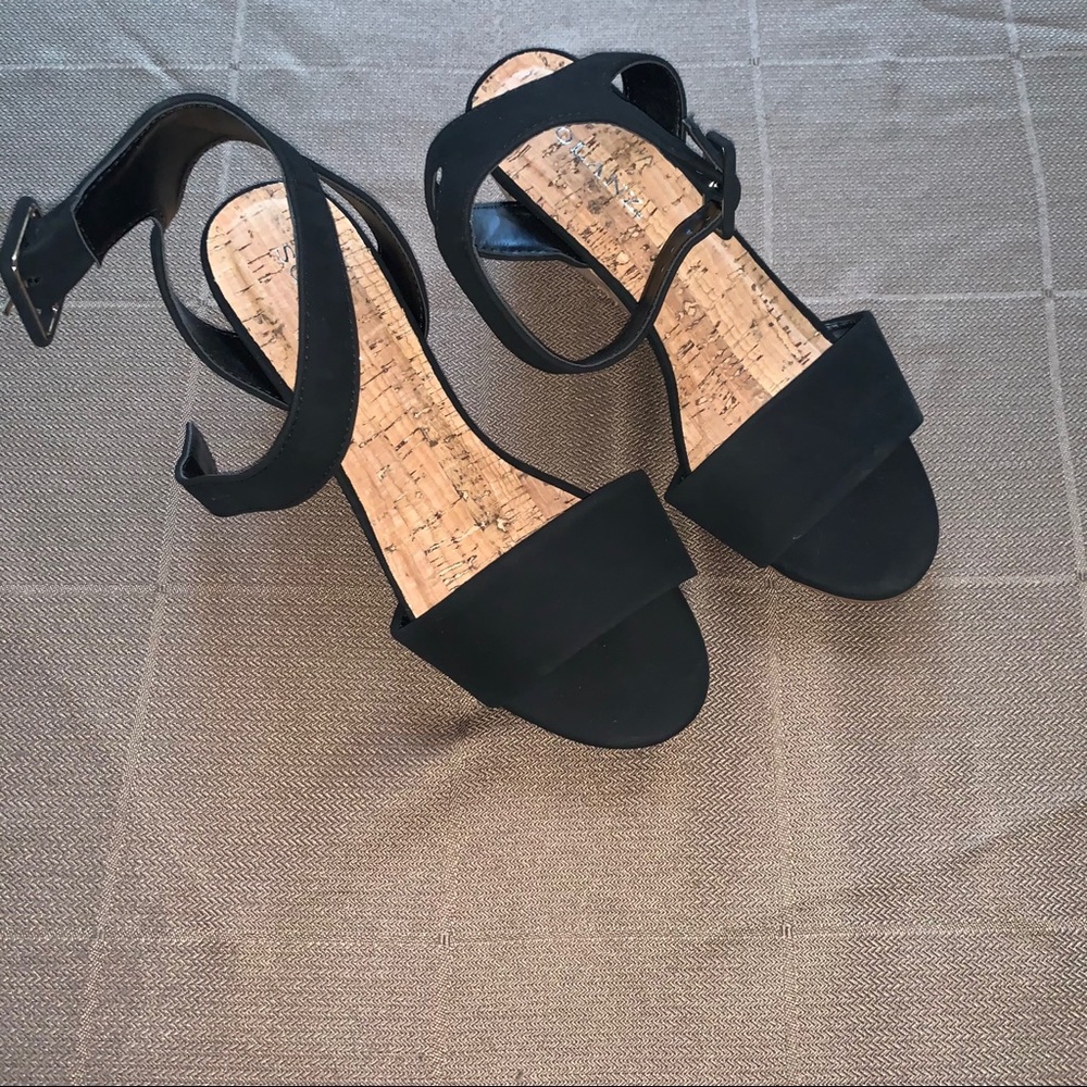 Solanz black wedge heels